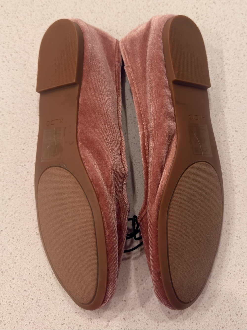 NWOT Blush Pink Velvet Ballet Flats with Black Studded Strap - Picture 4 of 4